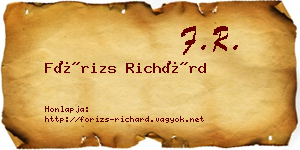 Fórizs Richárd névjegykártya